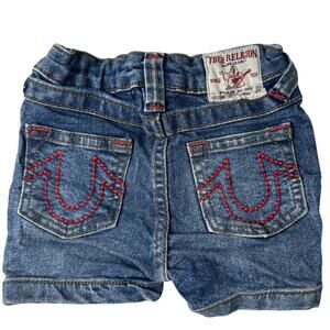 True Religion Toddler Denim Shorts 24M Designer Kids Y2K Mini Streetwear Red